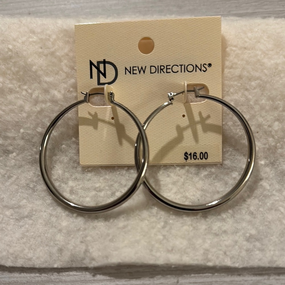 New Directions Silver Hoop Earrings